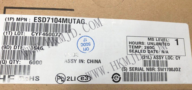 供應(yīng)ESD保護(hù)二極管 ESD7104MUTAG 用于高速數(shù)據(jù)線